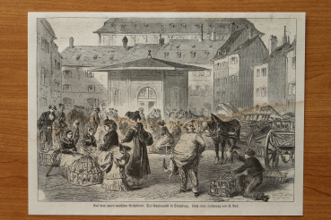 Holzstich Straßburg 1871 Gänsemarkt Frankreich